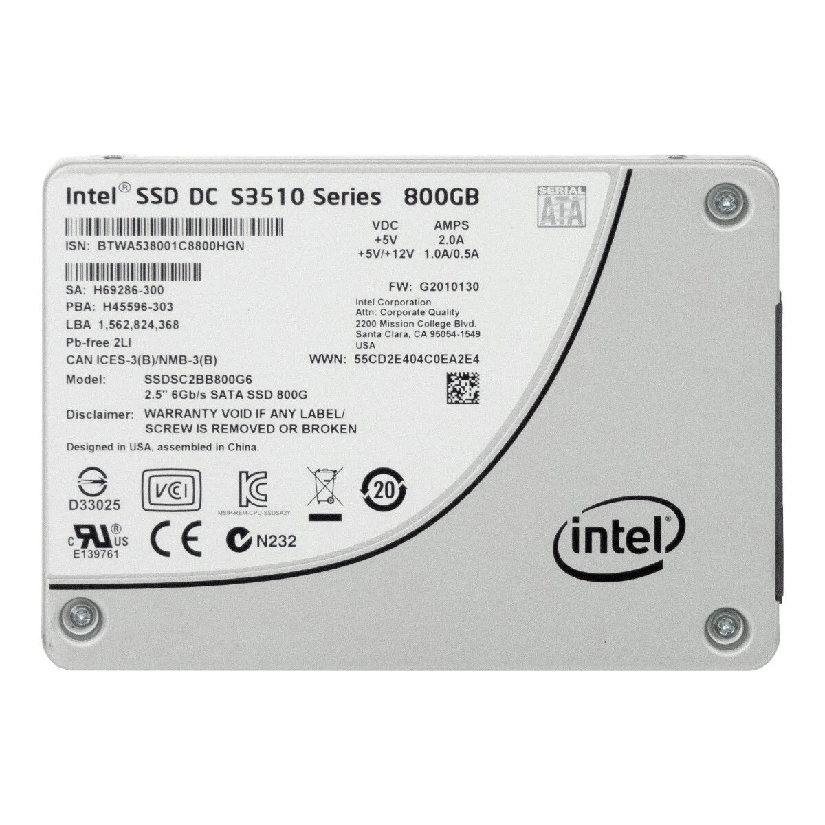 Intel SSD DC 800GB SATA III 2.5''