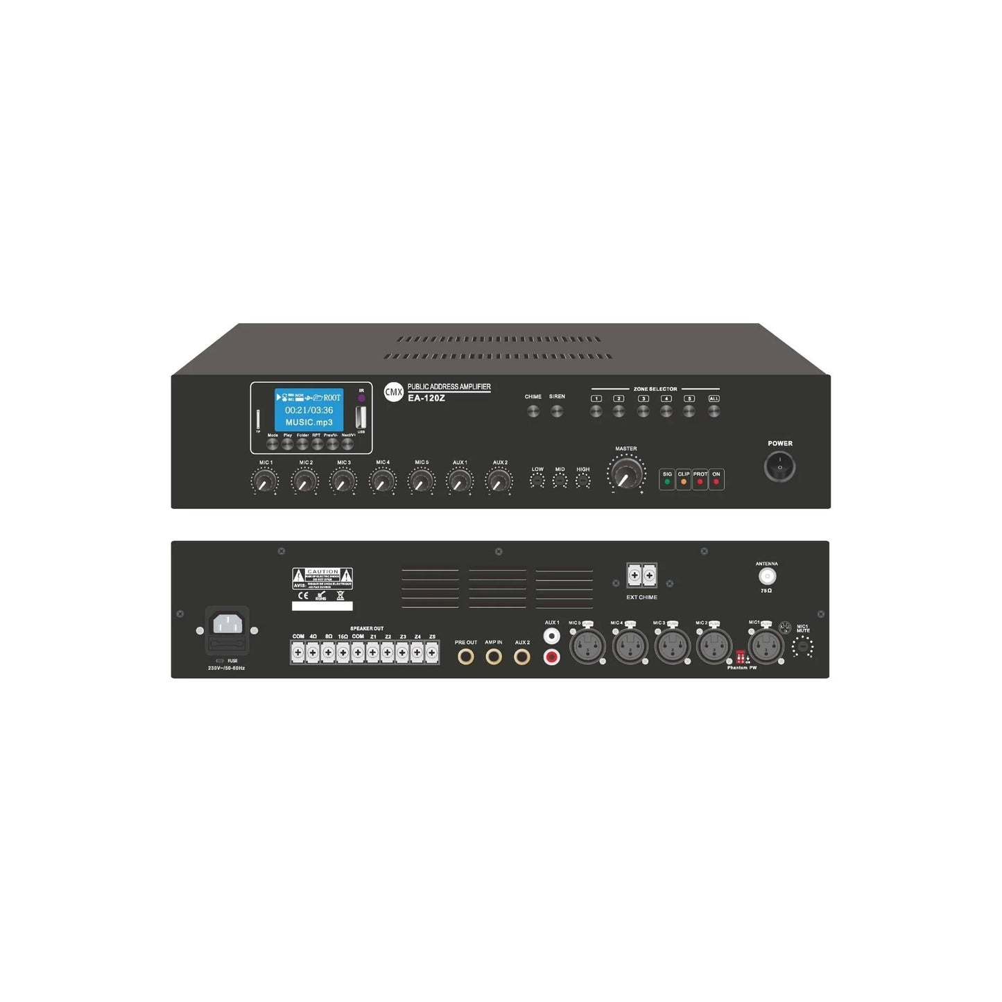CMX 5-Zone Mixer Amplifier – 240W RMS | USB/SD/FM/Bluetooth | Brand New