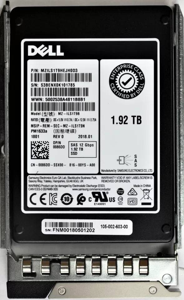 Dell 1.92TB SAS SSD – 12Gbps | 2.5" Enterprise SSD